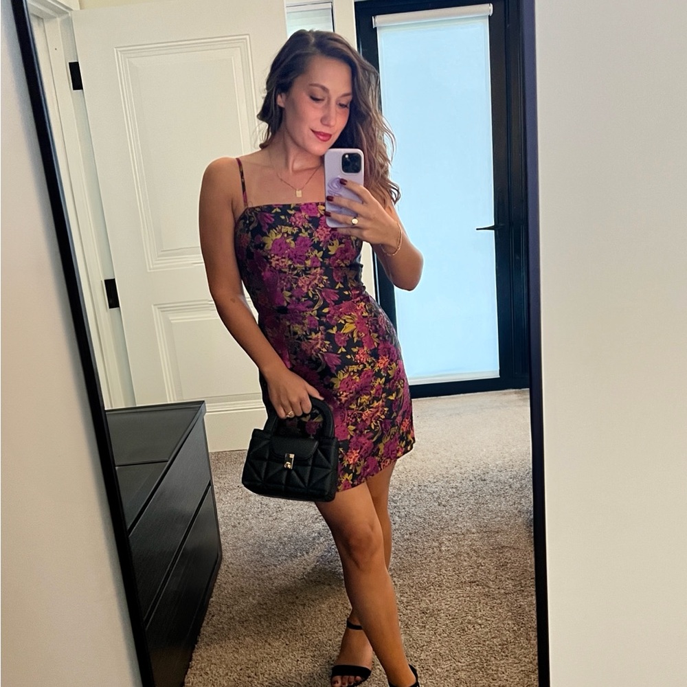 Mini lace up metallic dress